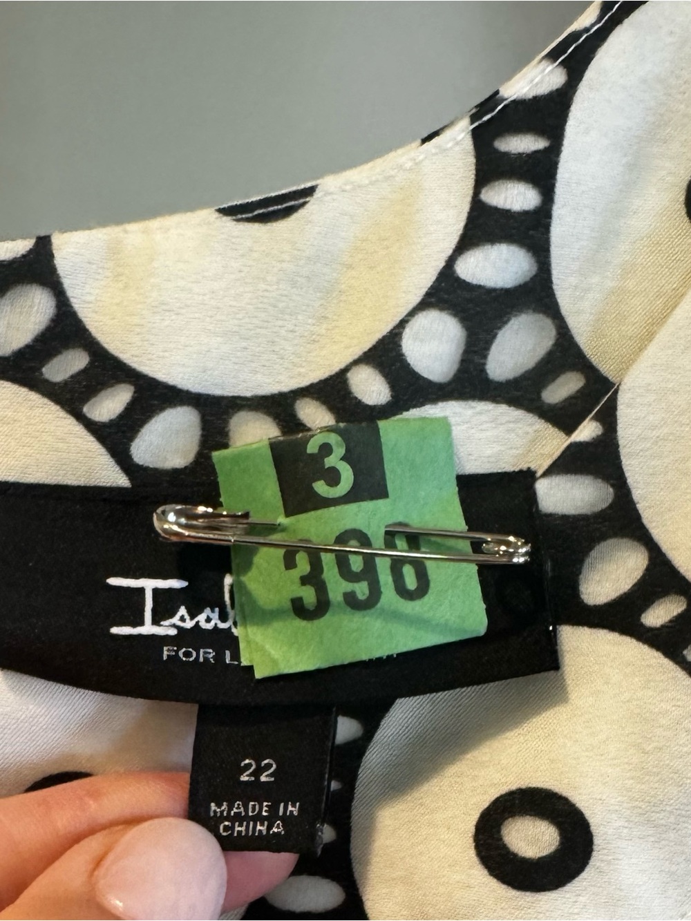 Isabel Toledo for Lane Bryant Sz 22 Black Ivory Graphic Sleeveless A-Line Dress - Picture 11 of 12